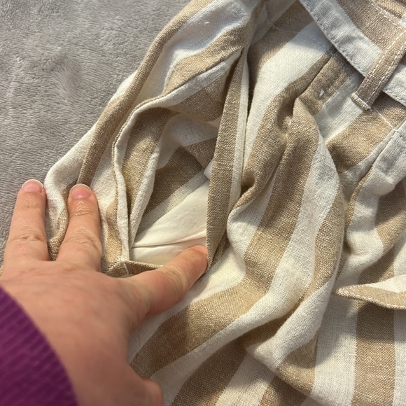 J. Crew White and Tan Wide Leg Pants with Stripes - Picture 4 of 7